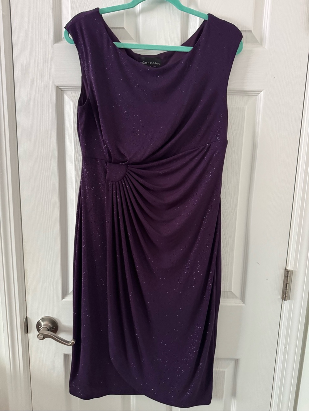 Connected Apparel Purple Sleeveless Twist-Front Midi Dress